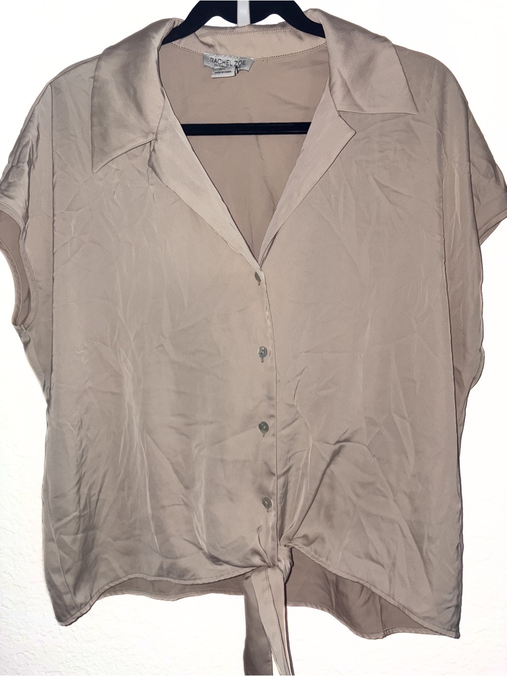 Rachel Zoe Tie-Front Short Sleeve Button-Down